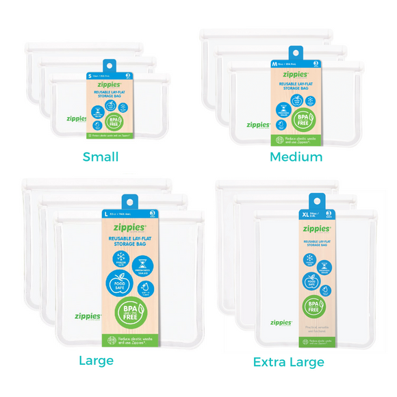 Zippies Reusable Lay Flat Storage Bags - 3-Bag Set