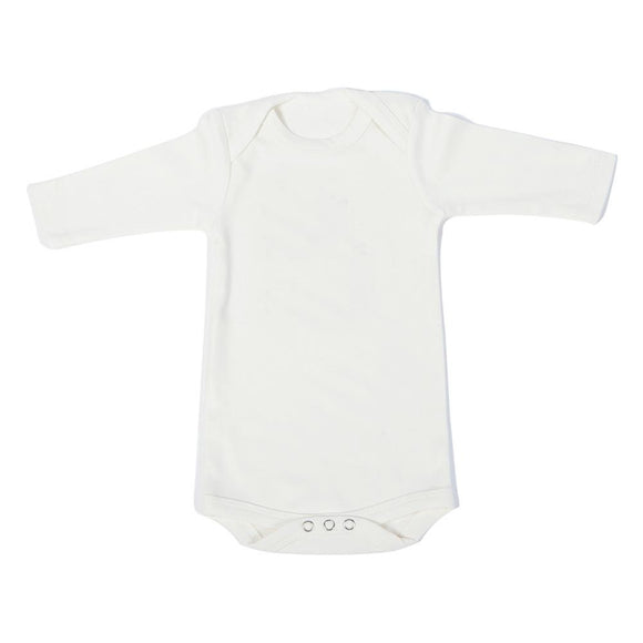 Poncho Baby Organic Onesie - Plain Off White - Long Sleeves